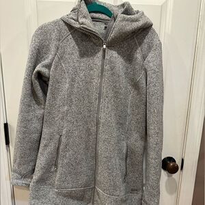 Athleta medium long Heather gray jacket hoody